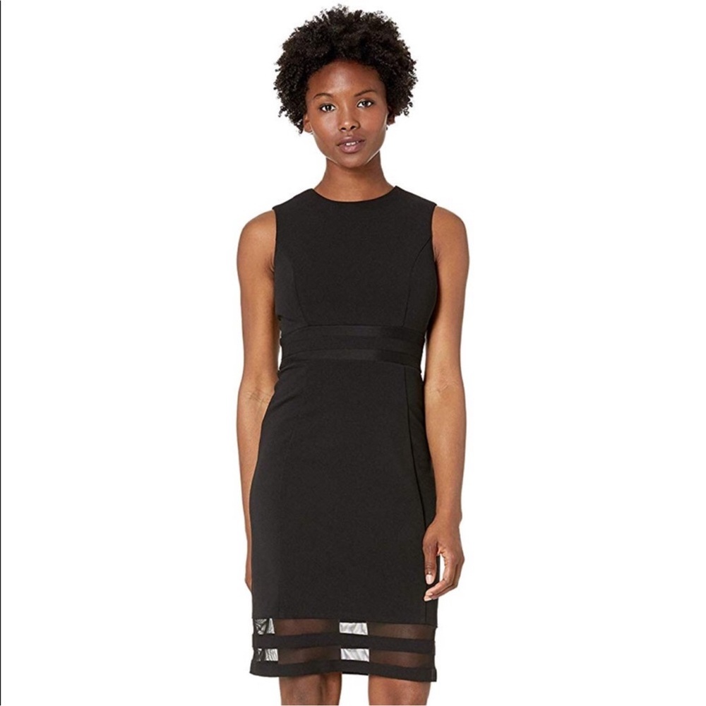 Calvin Klein Black Sheath Sleeveless Dress Holiday Workwear Office Business Chic